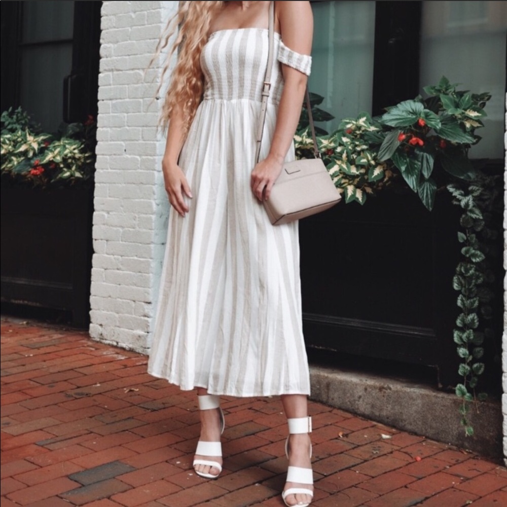 Skylar + Madison smocked off shoulder jumpsuit S - Picture 1 of 7